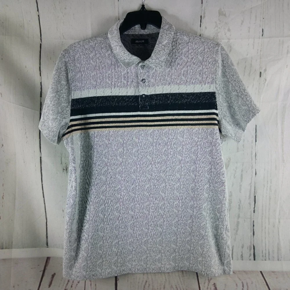 Alfani Mens Multicolor Striped Golf Polo Shirt Size XL